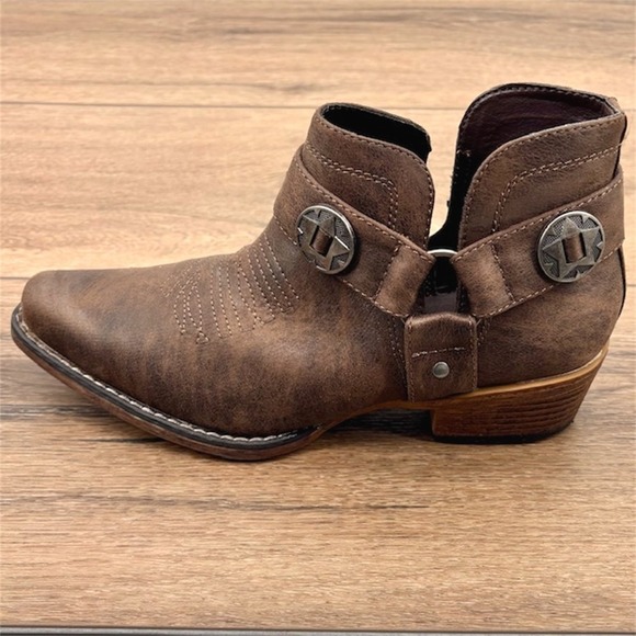 Roper Distressed Brown Ankle Booties - Picture 5 of 8